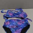 Tempt Me Women Two Piece Vintage Swimsuit Retro Halter Ruched High Waist Bikini with Bottom Size L