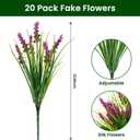 20 Bundles Artificial Plants Outdoor, UV Resistant Fake Flowers Realistic Faux Lavender Shrubs for Porch Garden Window Box Home Decoration (Rosy)