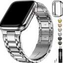 Fullmosa Bands Compatible Apple Watch 46mm 45mm 44mm 42mm 49mm 41mm 40mm 38mm, Stainless Steel iWatch Band with Case for Apple Watch Ultra Series 10 9 8 7 6 5 4 3 2 1 SE,42mm 44mm 45mm Silver