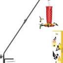 iBorn Deck Hook for Bird Feeder, Hummingbird Feeder Hanger for Deck Railing, Heavy Duty Deck Hanger for Outdoors Hanging, 360 Rotatable Arm, Solid Wire, 28 Inch, Pack of 1