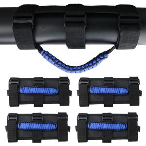 Pack of 4 Jeep Grab Roll Bar Grab Handles Textured Compatible with 2009-2024 Jeep Wrangler JK JKU JL JLU TJ LJ YJ CJ (Front, Blue)