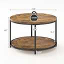 NSdirect Round Coffee Table, 25.6" Small Coffee Table for Living Room,2-Tier Rustic Wood Desktop with Storage Shelf Modern Design Home Furniture(Brown)