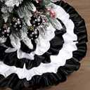 Civaner Black and White Christmas Tree Skirt 24 Inch Ruffle Tree Skirt Fluffy Christmas Mat Farmhouse Decoration for Holiday Party Mnini Xmas Decoration