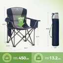 LET'S CAMP Folding Camping Chair Oversized Heavy Duty Padded Outdoor Chair with Cup Holder Storage and Cooler Bag, 450 LBS Weight Capacity, Thicken 600D Oxford,2 Pack, Twin Pack
