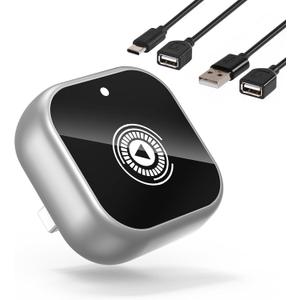 Wireless CarPlay Adapter for Cars with Built-in Wired Apple CarPlay Plug and Play, Mini-USB Design, Fast Stable Connection, for iPhone with USB/Type-C Port, Silvery