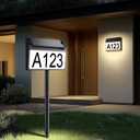 Solar House Number Sign, deerdance LED Illuminated Outdoor Address Plaque with Smart Control, 3-Color in 1 Waterproof Solar Powered House Number Light with Stakes for Outside Home, Yard, Street, House