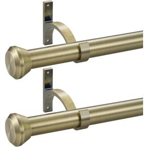 2 Pack Telescoping Curtain Rods, 1Inch Diameter Drapery Rods 28-48Inch Length Adjustable Rod with Brackets Window Treatment-Antique Bronze