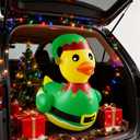 Hungdao 4ft Christmas Golf Cart Decoration Kit Christmas Inflatable Elf Duck PVC Blow Ups Elf Duck Fan Flag Tinsel Garlands Tinsel Streamers Reusable Outdoor Pool Floats Decoration for Parade Yard