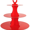 My Party Time 3-Tier Cardboard Green Cupcake Stand/Tower 1 Set (1, Red)