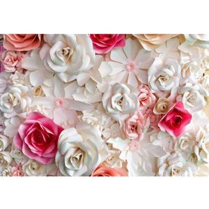 9x6ft Pink and White Paper Flowers Background Photography Backdrop Paper Flower Wall Gorgeous Wedding Flower Backdrops Beautiful Bride Baby Newborn Kids Background Props Portraits Booth