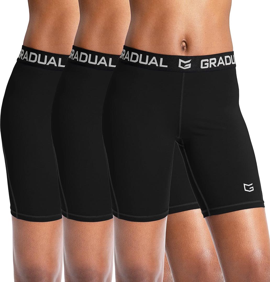 G Gradual Women's Spandex Compression Volleyball Shorts 3" /7" Workout Pro Shorts for Women (Medium)