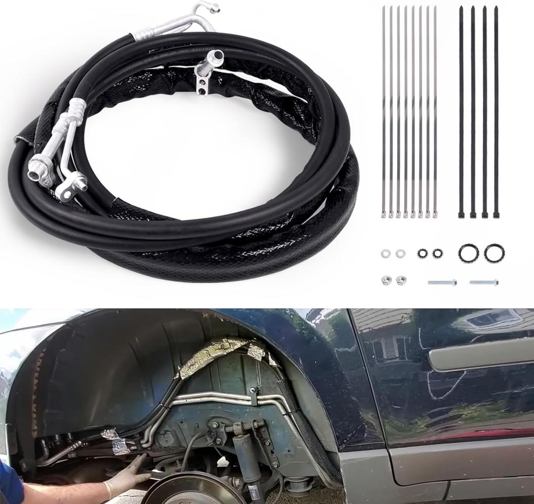 AT34653 Rear AC Air-Conditioner Line Set Compatible with Chevrolet Traverse GMC Acadia Buick Enclave Saturn Outlook 2007-2017, Rear Auxiliary AC Air Conditioning Hose Kit