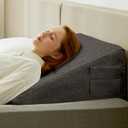 Bedluxe Wedge Pillow, 12 inch Bed Wedge Pillow, Elevated Body Pillow for Back Support, Acid Reflux, Leg, Neck Pain, Snoring, Triangle Pillow Wedge - Cooling Memory Foam Top, Dark Grey