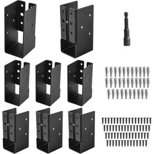Concealed Joist Hangers, 8 Pcs of 2"x4" Outdoor Trim Concealed Flanges, Q235B Steel Powder Coated Concealed Mount Joist Hangers for 2"x4" Beam Swing, 3.7"