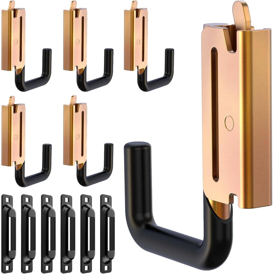 E Track Hooks Heavy Duty, J Hooks with Rust Resistant Coating & Spring Loaded Design for E-Track X-Track, Perfect for Enclosed Trailers, Trucks, Vans & Warehouse(6SET J Hooks&Slot)