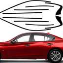 Chrome Delete Vinyl Wrap Kit fit for 2014-2021 Infiniti Q50 Q50S Accessories Side Window Trim with Gloss Black Blackout Film