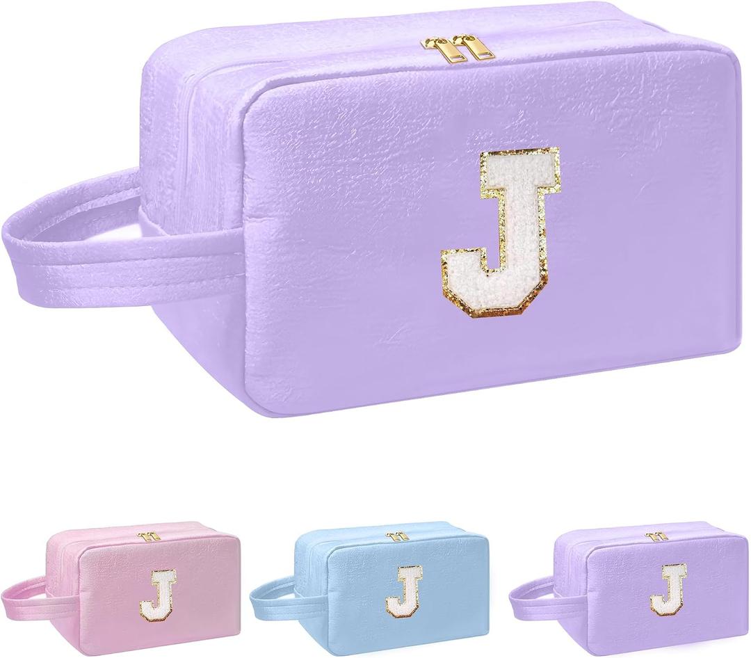 I IHAYNER Personalized Initial Makeup Bag Birthday Gifts for 4 5 6 7 8 9 10 11 13 14 Year Old Girls Teen Girl Trendy Stuff Graduation Toiletry Bag Purple-J