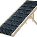 Dog Ramp for Bed, 43.5" Long Wooden Foldable Dog Ramp, 6 Adjustable Heights from 14" to 26" with Anti-Slip Traction Mat, Portable Pet Ramp for Car, Bed, Couch, Max 200lbs - 43.5inch