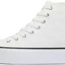 ALTOCIS Women's Comfortable Platform High Top Sneakers, Casual Mid Top Sneaker for Women, Cute Faux Suede Fashion Sneakers, Classic Lace Up Walking Shoes (6, White)