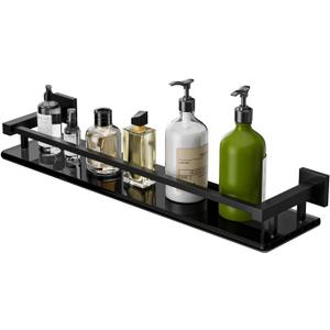 Alise Bathroom Shelves, Matte Black Glass Shelf for Bathroom, Modern Floating Shelves, 20 inch