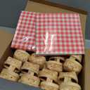 Geelin 36 Pcs Mini Woven Basket with Handle and Red White Gingham Paper Napkins Wood Chip Mini Flower Fruit Picnic Basket Chip for Easter Spring Wedding Party Gift Decoration (Small)