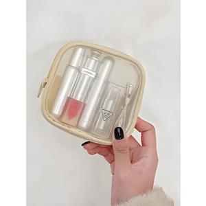 Clear Makeup Bag Travel Cosmetic Case Transparent Toiletry Bag with Zipper, Portable Make Up Organizer Traveling Compact Car Bag for Essentials