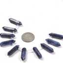 Sodalite 32mm Natural Gemstone Hexagonal Wand Jewelry Making Crystal Pointed Chakra Reiki Healing Beads 2mm Hole Drilled(Pack of 10)