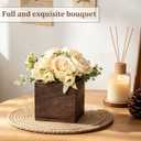 Dahey Small Flower Centerpieces for Tables Set of 3 Artificial Flowers with Wooden Vase Farmhouse Table Decor for Dinning Living Room Kitchen Wedding Party Office Home Decoration