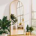 LadyNow Full Length Mirror, 58"x19" Arched Floor Mirror Freestanding, Floor Standing Full Body Mirror with Stand for Bedroom, Hanging Mounted for Living Room Cloakroom, Gold