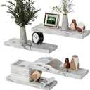 Modern Wall Shelves - 4 Sets Floating Shelves with Invisible Brackets, Display Shelves for Bedroom, Bathroom, Kitchen, Living Room Marble Surface