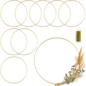 8 Pack Metal Rings for Crafts 18 Inches Macrame Rings Dream Catcher Supplies Floral Hoop Centerpieces Circle Centerpieces for Wedding Table Metal Circle Hoops for Crafts DIY Wreath Candle Rings, Gold