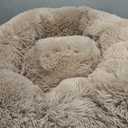 Bedsure Calming Dog Bed for Small Dogs - Donut Washable Small Pet Bed, 23 inches Anti-Slip Round Fluffy Plush Faux Fur Large Cat Bed, Fits up to 25 lbs Pets, Camel (23.0"L x 23.0"W x 8.0"Th)
