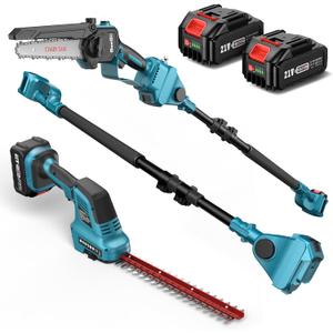 SEESII 6-in-1 Cordless Pole Saw & Hedge Trimmer Grass Shears Combo Kit, Electric Mini Chainsaw with 24.0 Ah Batteries, Extension Tree Pruner, Bush Trimmer Limb Branch Cutter, 16ft Long Reach