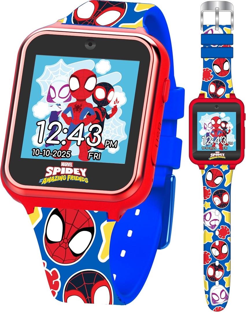 Marvel Spidey and His Amazing Friends Interactive Kids Smart Watch with Camera Games Voice Recorder Calculator Pedometer Colorful Silicone Strap Fits Wrists 5.5" to 8"