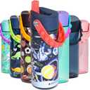 Elemental Water Bottles for Kids - Splash Kids Water Bottle for School with Pop-it Handle - BPA Free Tritan Plastic Water Bottle with Straw Leak Proof when Spout is Closed - Space - 18oz