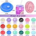 36-Pack Colorful Acrylic Cup Lids with Straw Hole - Spill-Proof Reusable Covers for 16oz Glasses & Tumblers - Perfect for Iced Coffee, Beer, Beverages