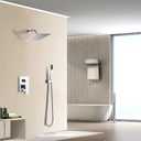 Shower System Polished Chrome Bathroom Rainfall Shower Faucet Set Complete Wall Mounted 6 Inch Shower Head and Handle Set with Rough-in Valve Body and Trim Kit