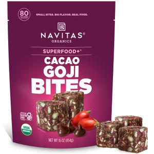 Navitas Organics Superfood Power Snacks, Cacao Goji, 16 oz. Bag, 23 Servings - Organic, Non-GMO, Gluten-Free (EXP 09/30/26)