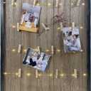 Clip Picture Frame with LED Fairy Lights, Solid Wood Frame with Wooden Clothespins to Hang Photos, Cute Accents, and Mementos, Vintage Home Decor, 15.75 x 19.25 (Black)