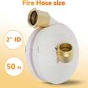 Upgraded Fire Hose 50 FT x 2" ID, M F NST/NH Brass Couplings, Single Jacket TPU, Working Pressure 430 PSI, Burst Pressure 1300 PSI, Indoor Fire, Home, Garden Fire Hose Irrigation