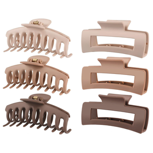 LuSeren Hair Clips for Women 4.3 Inch Large Hair Claw Clips for Women Thin Thick Curly Hair, Big Matte Banana Clips,Strong Hold jaw clips,Neutral Colors