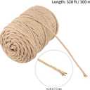 SHEUTSAN 2 Pack Jute Twine Rope, 1/4 Inch, 328 Ft Hemp Rope for DIY, Art, Home Decor