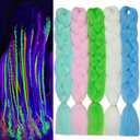 5pcs Colorful Braiding Hair 24inch Colored Hair Extensions for Braids Rainbow Jumbo Braids Glow in the Dark Hair