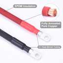 1/0 AWG Flexible Battery Cable with 5/16" Terminals - OFC Pure Copper Inverter & Welding Wire for Automotive Solar RV Motorcycle (Red + Black 1FT Pair)