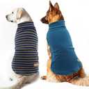 KYEESE 2Pack Dog Sweater Turtleneck Pet Coats Warm Dogs Clothes Pullover Dog Sweaters for Large Dogs Soft Pets Sweatshirt Stretchy Pet Sweater Size Pets, 3XL (Navy Blue,Stripe)