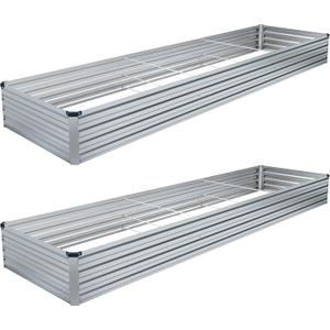 DIIYIV 2PCS 12x4x1FT Galvanized Raised Garden Bed Kit,Vegetable Boxes-Rectangle Metal Flower Box,Large Planter Raised Beds Outdoor Garden for Planting,Fruit,Herb-Silver