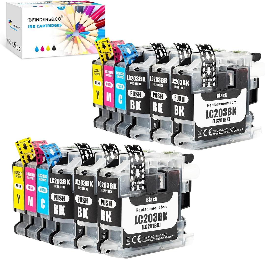 LC203 Ink Cartridge Replacement for Brother LC203XL LC201 XL to Use with Brother MFC-J480DW MFC-J880DW MFC-J4420DW MFC-J680DW MFC-J885DW Printer, 12 Pack (12 Pack (6Black, 2Magenta, 2Cyan, 2Yellow))