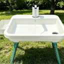 Portable Camping Sink with Electric Faucet, Adjustable Height Stand, Freestanding Outdoor Hand Washing Station, Foldable Wash Basin with Drain Hose & Soap Dispenser, Tank-Free Mobile Sink for Camping
