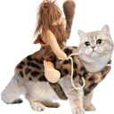 DELIFUR Dog Halloween Costume Funny Dog Cowboy Riding Costume Pet Costume Cat Suit Cowboy Rider Style for Small Medium Large Dogs (Primitive Man, X-Small)