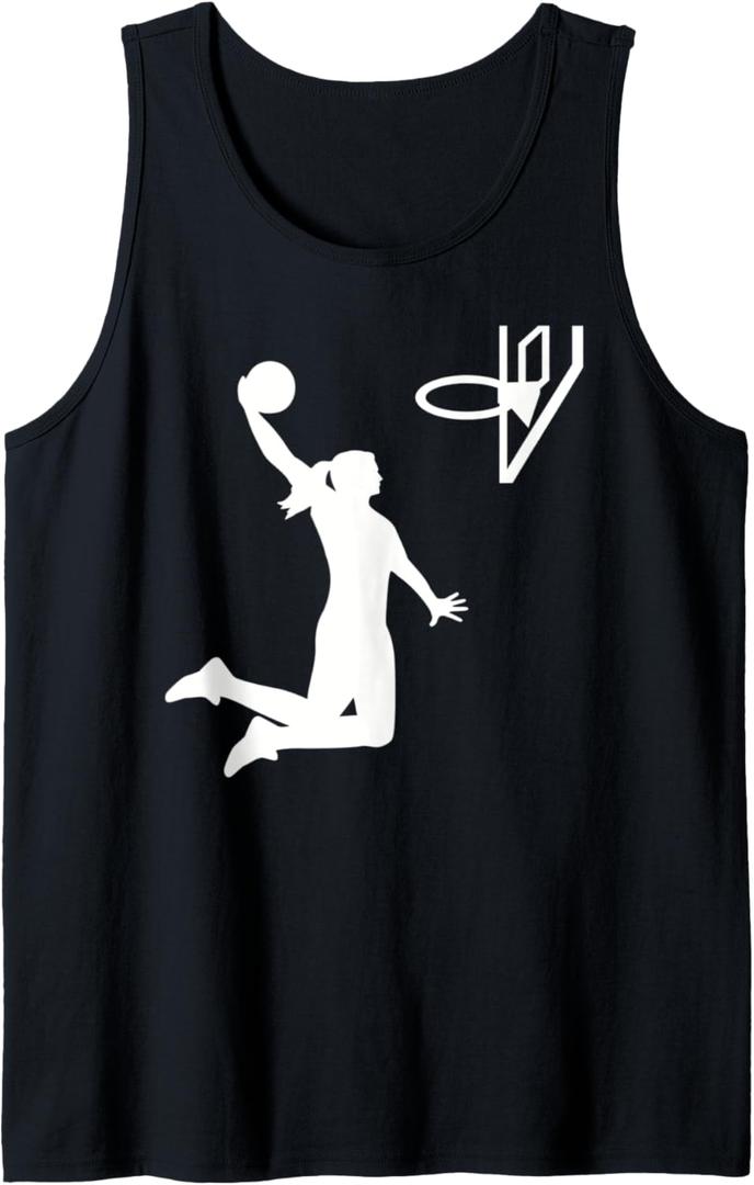 Basketball girl woman Tank Top (Small, Black)